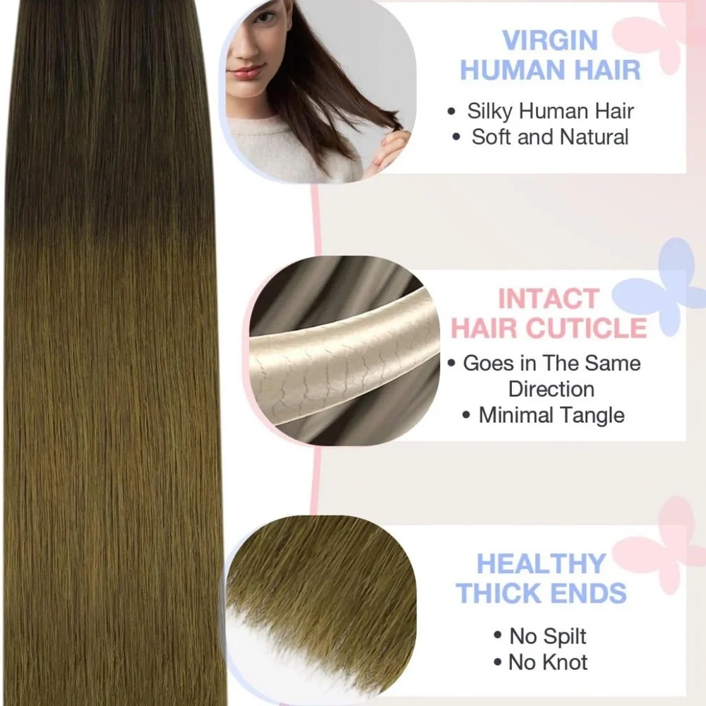 Doores Dark Brown Chocolate Brown Remy Human Hair 20” Tape In Extensions